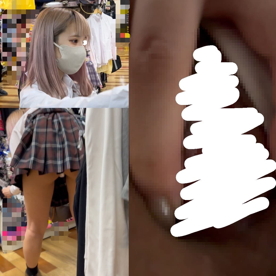 【逆さ撮り ハミマン くぱぁ】vol.45 (衝撃マンポロ、くぱぁアリ)派手髪激カワロ○赤チェ K逆さ撮り